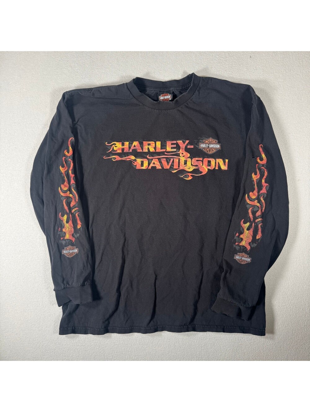 Vintage Harley-Davidson Flame Las Vegas Long Sleeve Black T-Shirt XL
